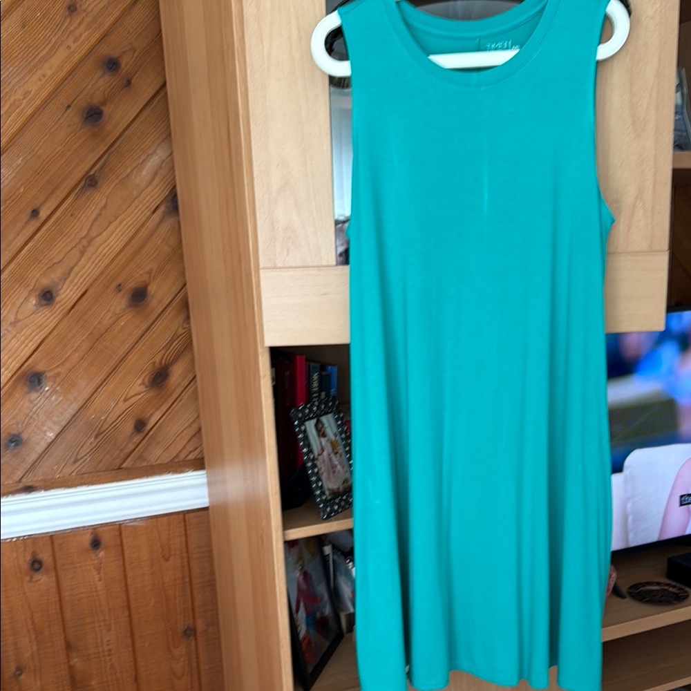 Blue Sleeveless Crew Neck Sheath Dress for Work